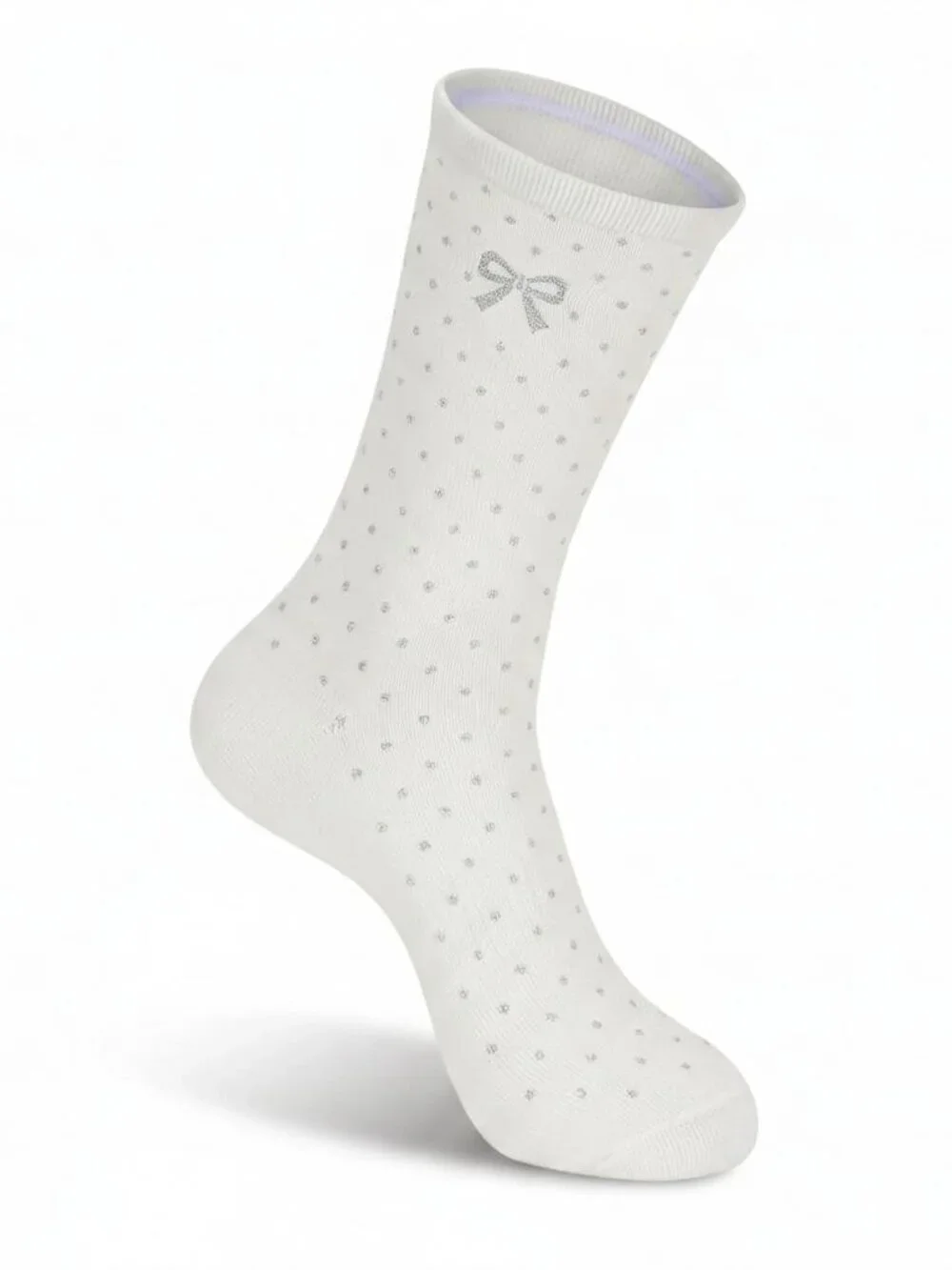 Korean Women's Premium Crew Socks - Sparking Ribbon Casual - 6 Pairs